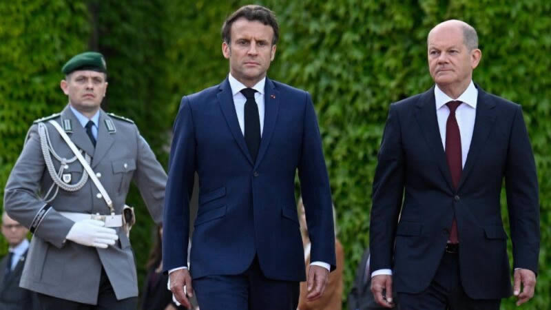 法国总统马克龙胜选连任后首访德国，与德国总理肖尔茨举行会晤